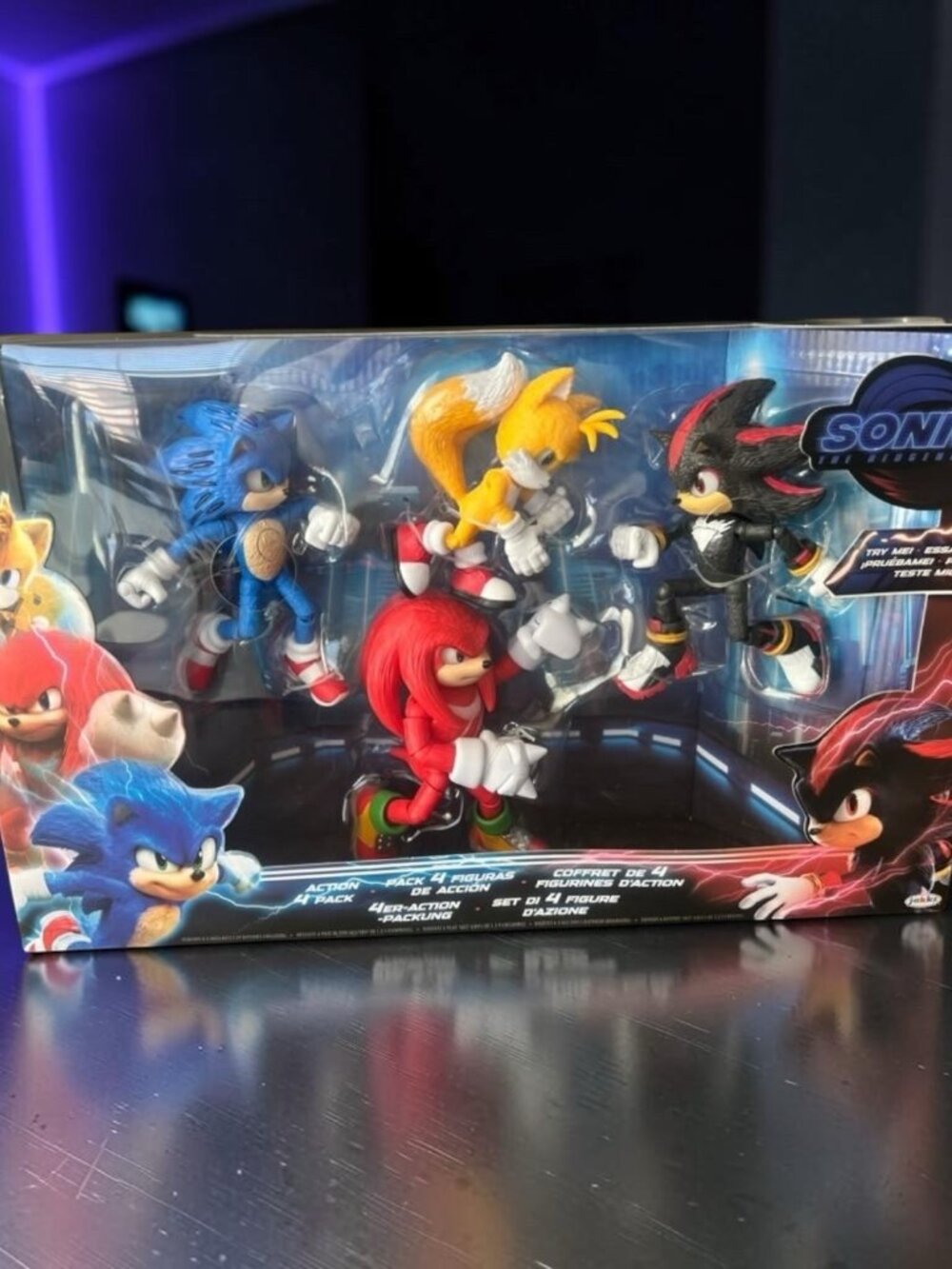 JAKKS Pacific Sonic the Hedgehog 3 Light Up Figure 4-Pack 2024 Sonic Shadow